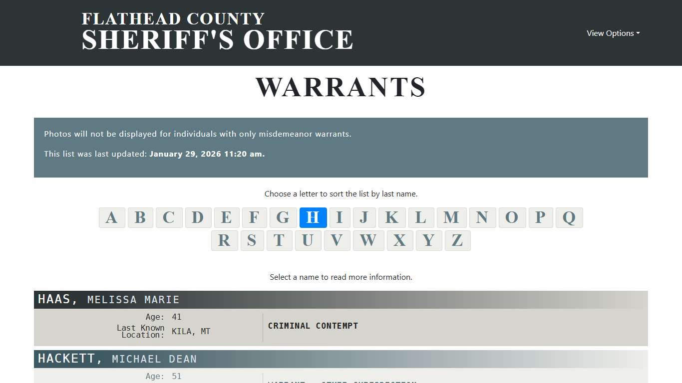 FC Sheriff's Office - Warrants